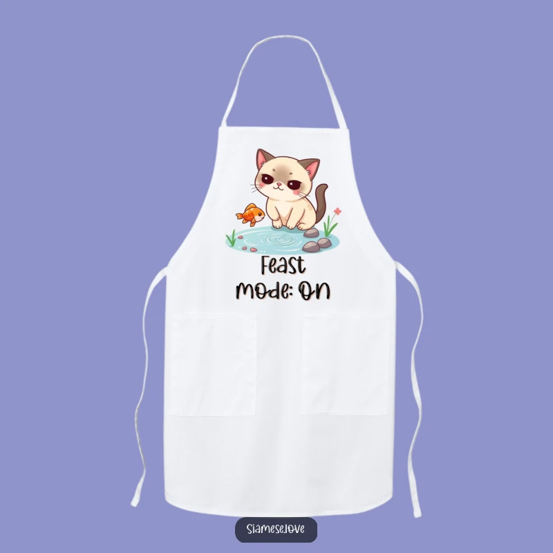 Funny Siamese Cat Apron: Smug Fish Catcher Chef, Kitchen Humor Gift