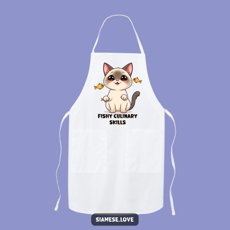 Funny Siamese Cat Fish Apron - Juggling Chef Gift