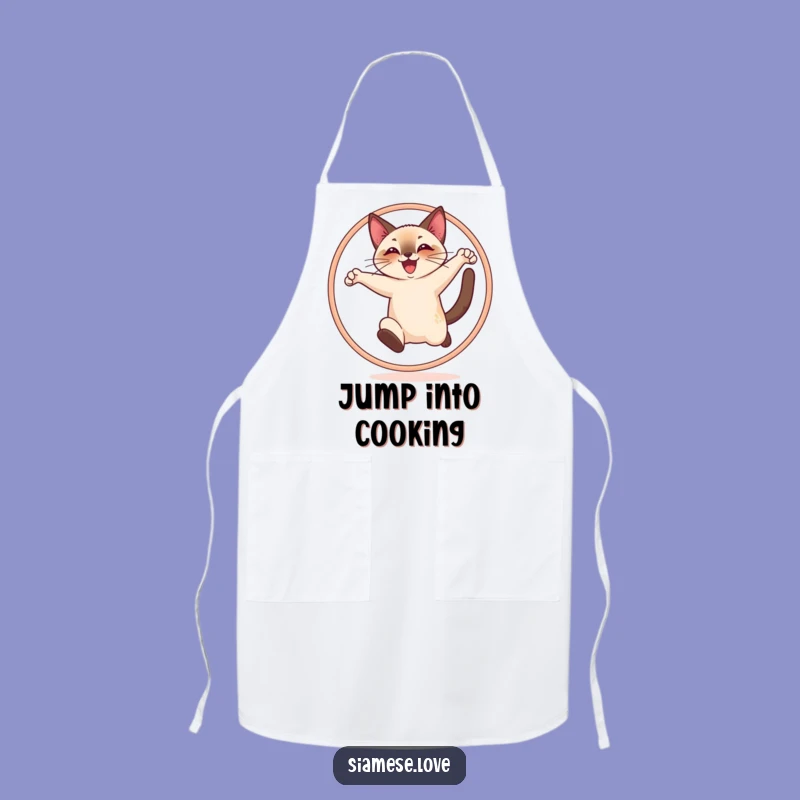 Funny Chef Cat Apron - Cheerful Siamese Leap, Kitchen Fun Funny Gift