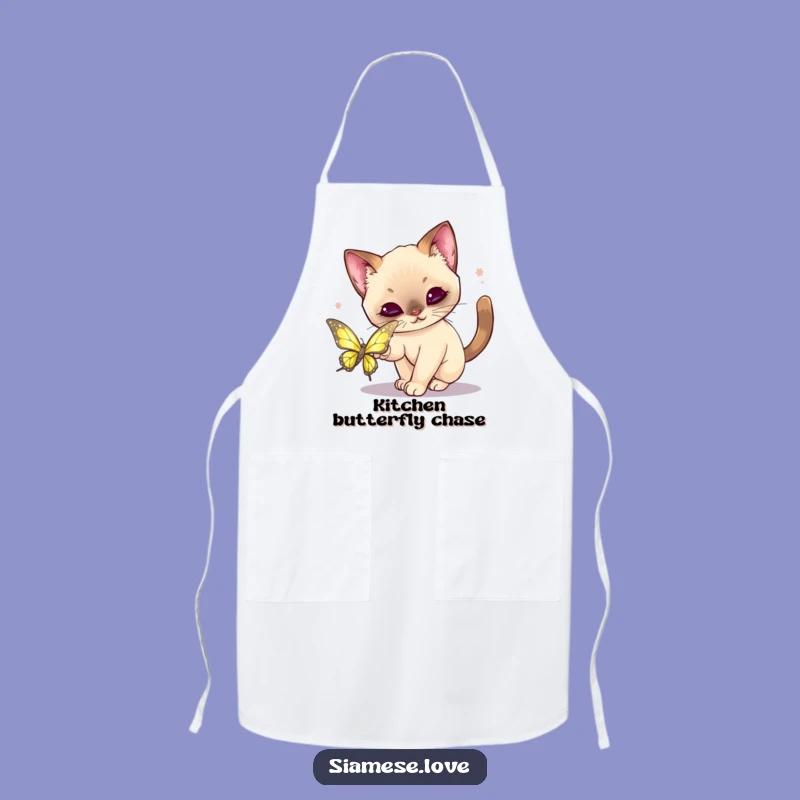 Funny Kawaii Siamese Cat Butterfly Apron: Kitchen Fun, Perfect Funny Gift
