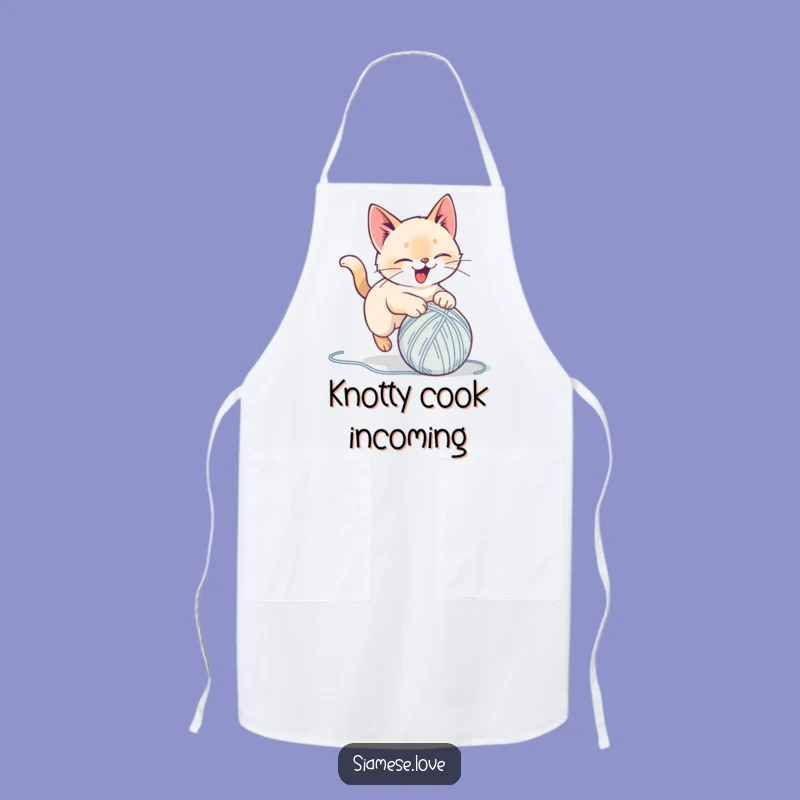 Funny Siamese Cat Yarn Pounce Apron: Cook Up Fun in the Kitchen