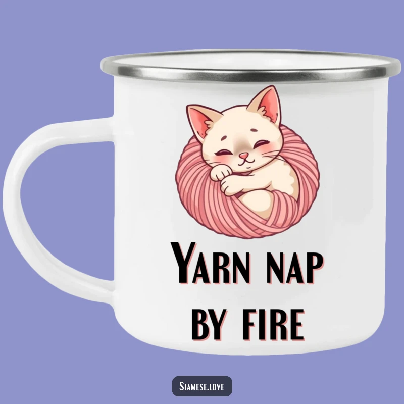 Funny Content Siamese Cat Yarn Ball Camping Mug - Cozy Campfire Companion!