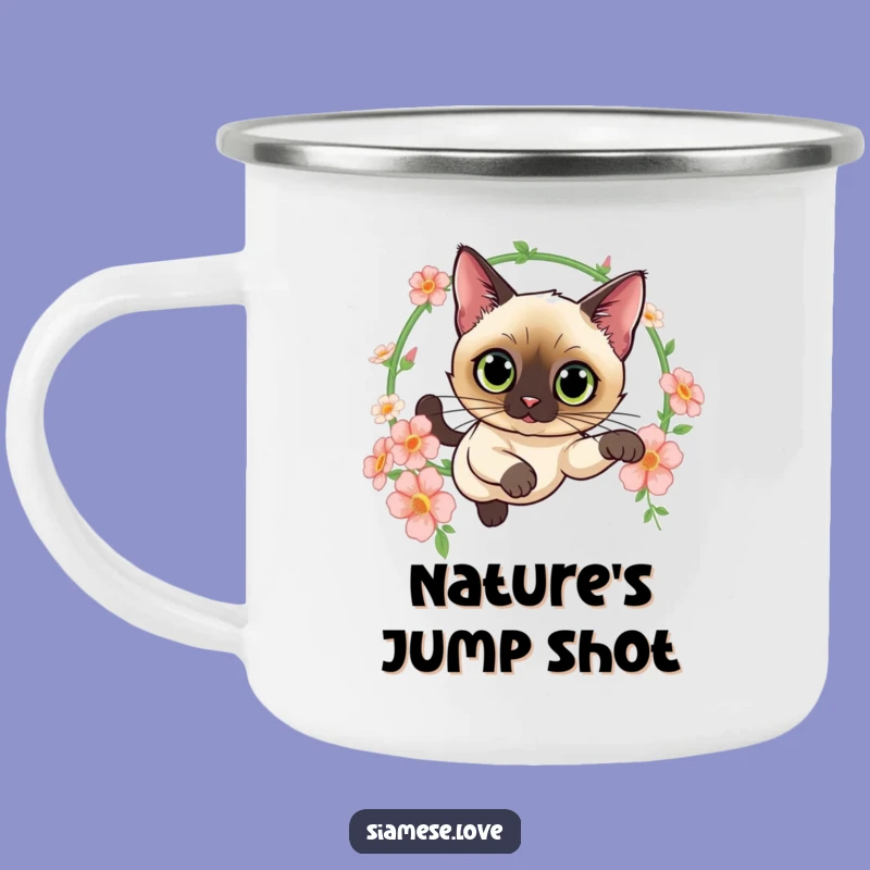 Funny Siamese Cat Flower Camping Mug - Elegant Leap Gift
