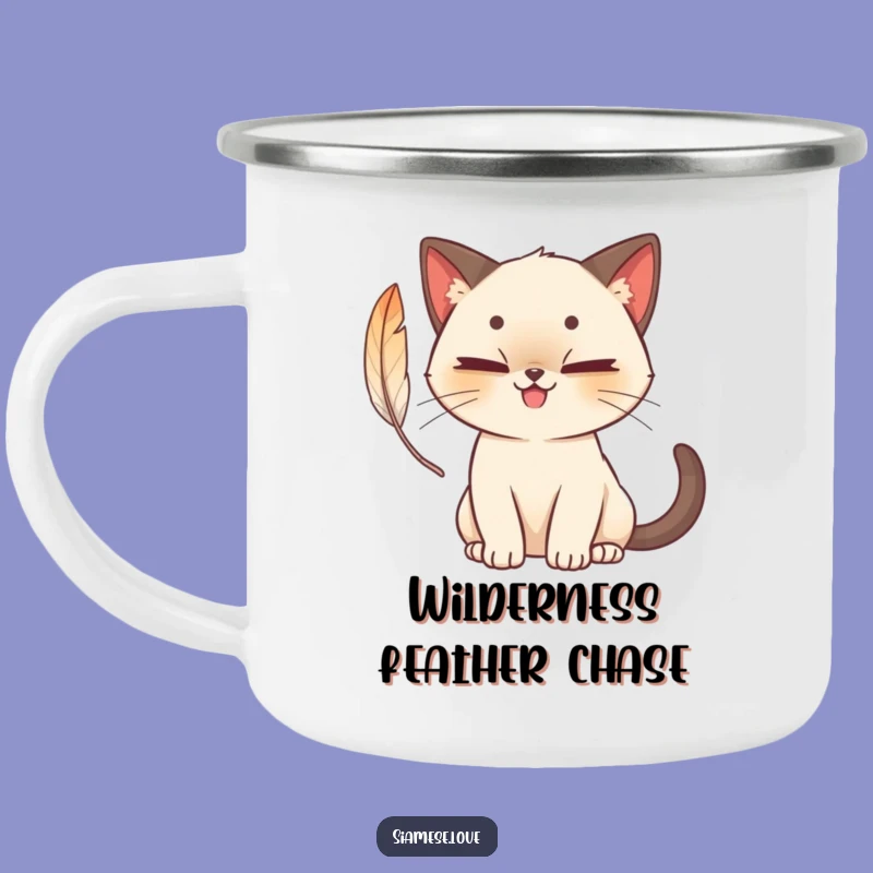 Funny Siamese Cat Feather Play Camping Mug - Outdoor Fun & Gift