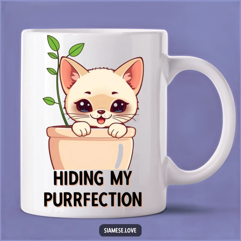 Funny Kawaii Siamese Cat Planter Mug: Sneaky Kitty Humor, Perfect Funny Gift
