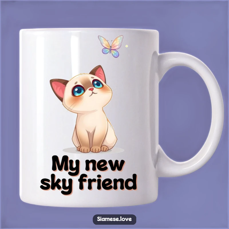 Funny Siamese Cat Awe Mug: A Purrfectly Enchanting Butterfly Encounter Gift