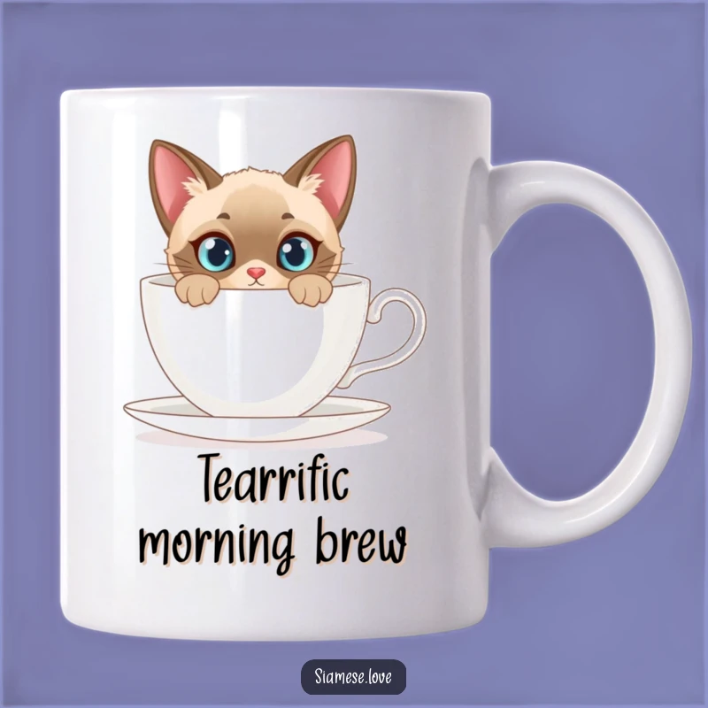 Funny Siamese Cat Mug: Curious Peek from Teacup, Hilarious Pet Lover Gift