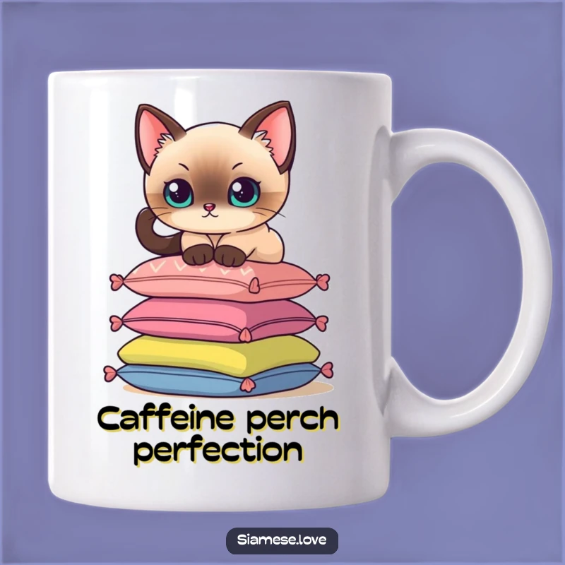 Funny Siamese Cat Mug: Cushion Perch Pose, Hilarious Feline Lover Gift