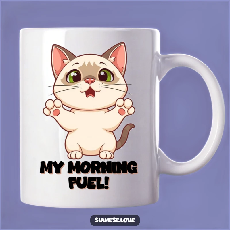 Funny Siamese Cat Mug: Surprised Paws Up - A Hilarious Gift!