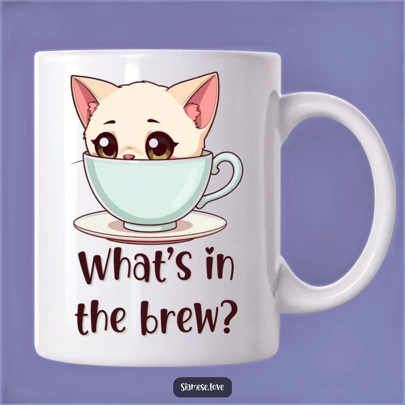 Funny Siamese Cat Tea Mug: Curious Explorer Gift for Tea Lovers