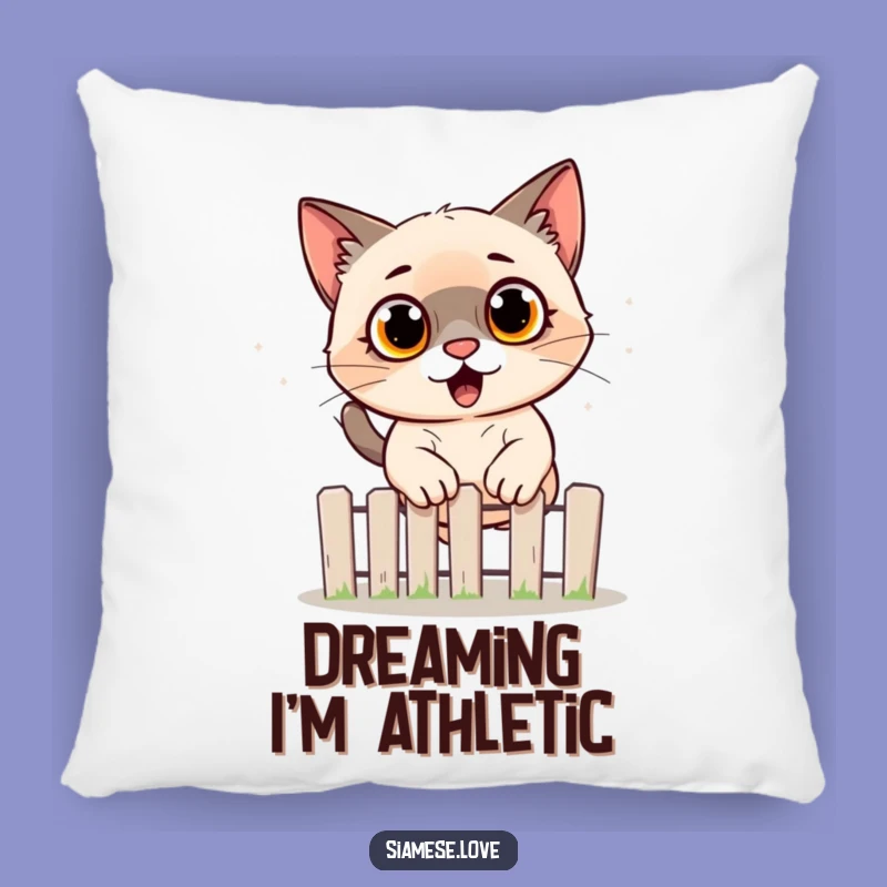 Funny Siamese Cat Jumping Fence Pillow - Comfy & Hilarious Cat Decor Gift!