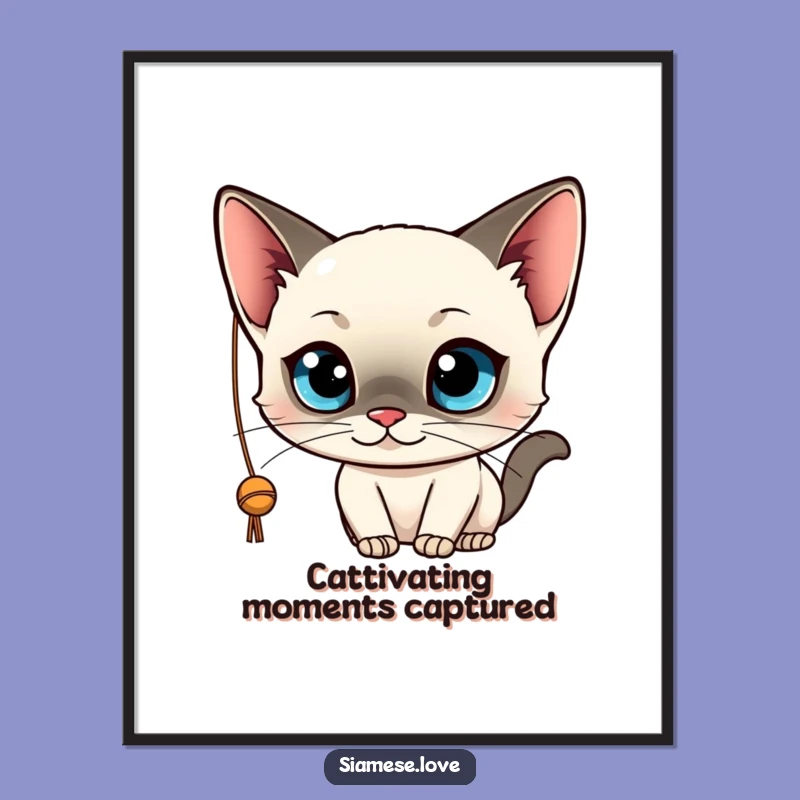 Funny Siamese Cat Digital Art Print: Instant Kawaii Wall Decor