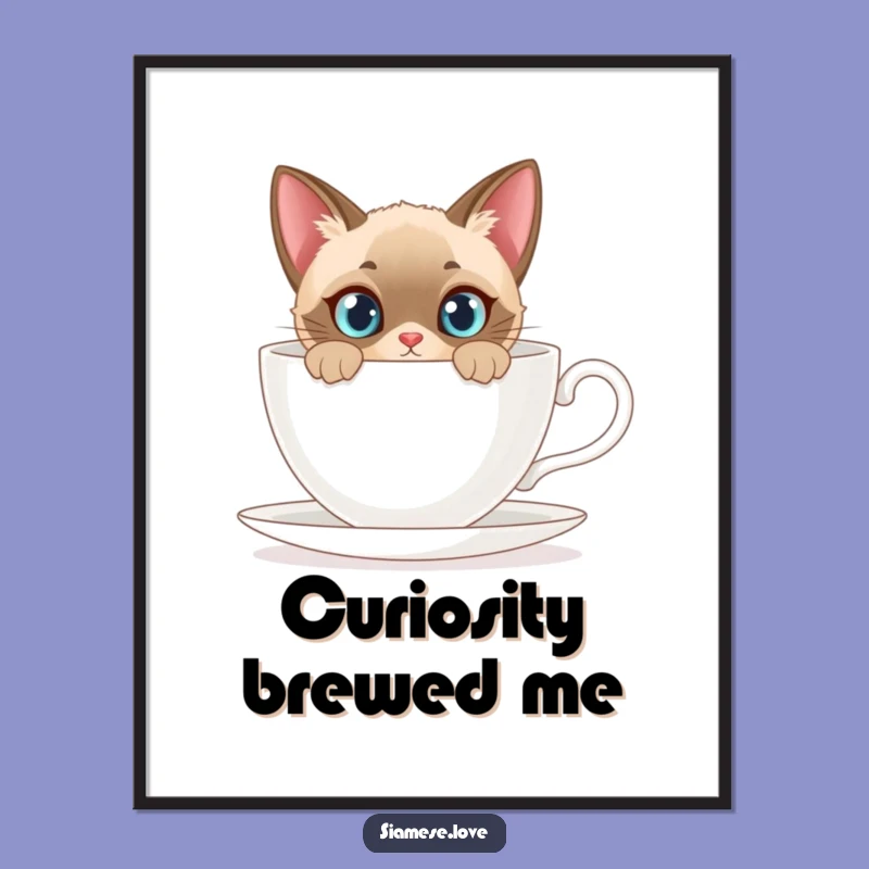 Funny Siamese Cat Digital Print: Curious Peek Art, Instant Feline Decor