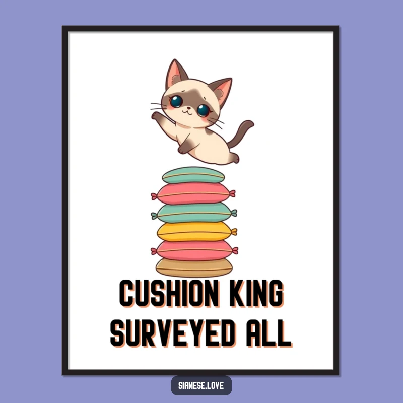 Funny Siamese Cat Digital Art Print: Instant Elegant Wall Decor