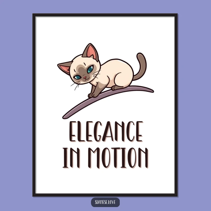 Funny Siamese Cat Balance Digital Art: Instant Elegance for Your Walls