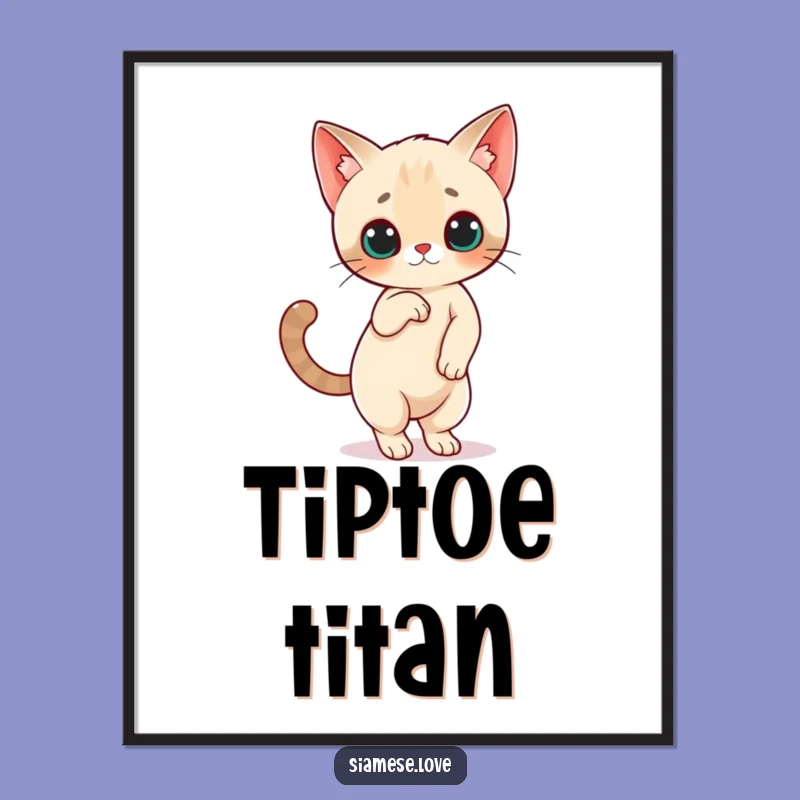 Funny Siamese Cat Balance Digital Art: Instant Feline Grace for Walls