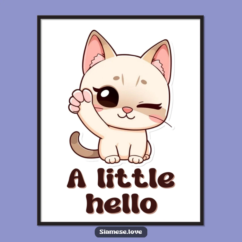 Funny Siamese Cat Digital Art: Winking Wave - A Hilarious Greeting Gift!