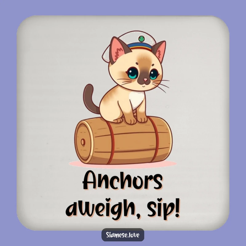 Funny Kawaii Cat Drink Coaster: Sailor Sailor Cat, Perfect Nautical Gift