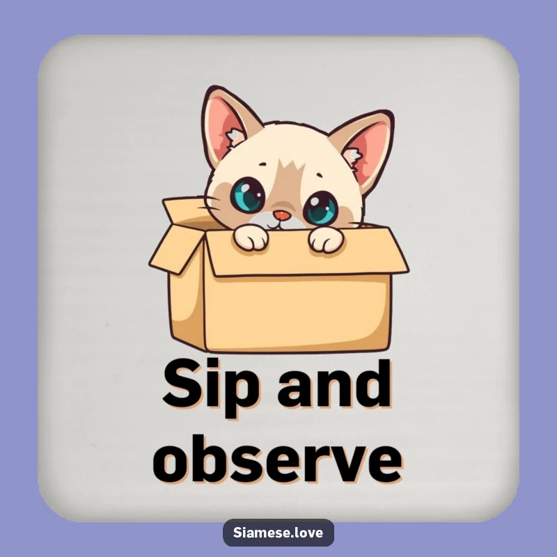 Funny Siamese Cat Box Coaster - Curious Decor, Funny Gift