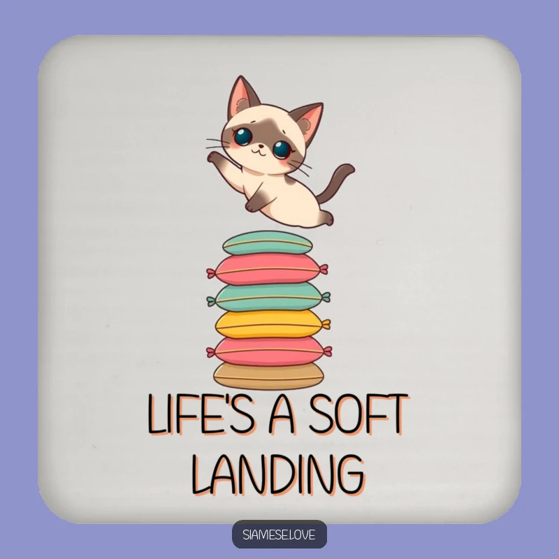 Funny Siamese Cat Coaster: Protect Surfaces with Feline Elegance