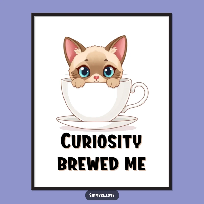 Funny Siamese Cat Poster: Curious Peek Art, Hilarious Feline Home Decor