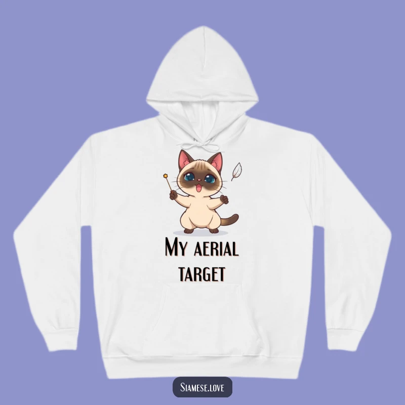 Funny Siamese Cat Feather Quest Hoodie - Cozy & Determined Funny Gift!