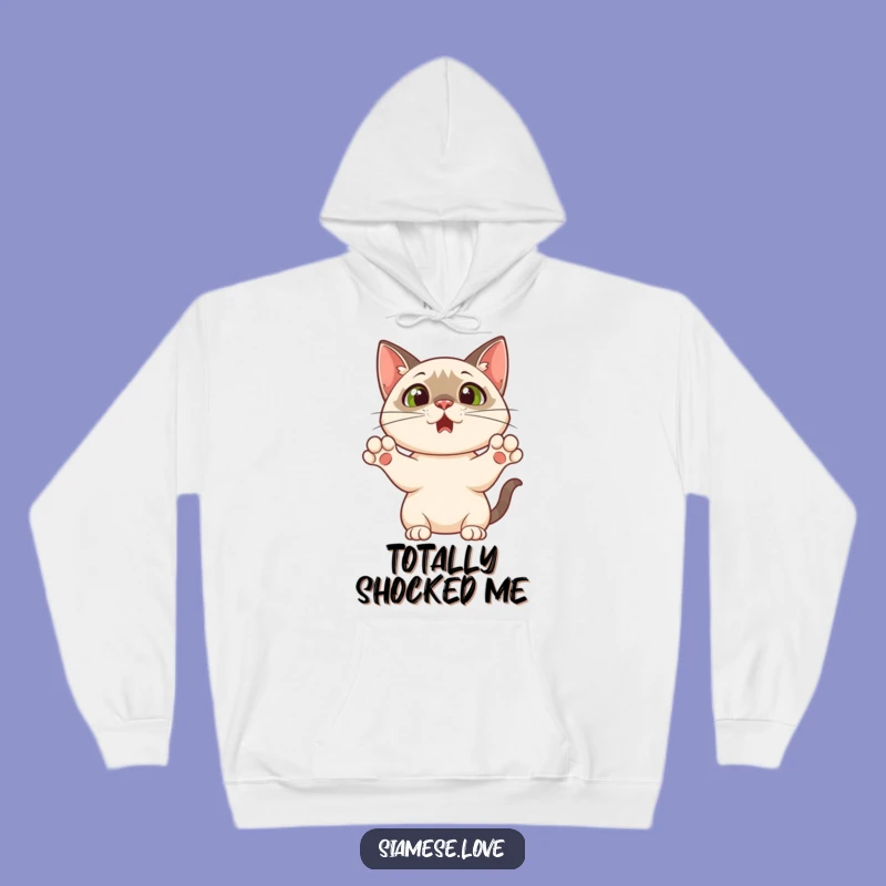 Funny Siamese Cat Hoodie: Surprised Paws Up - A Hilarious Gift!