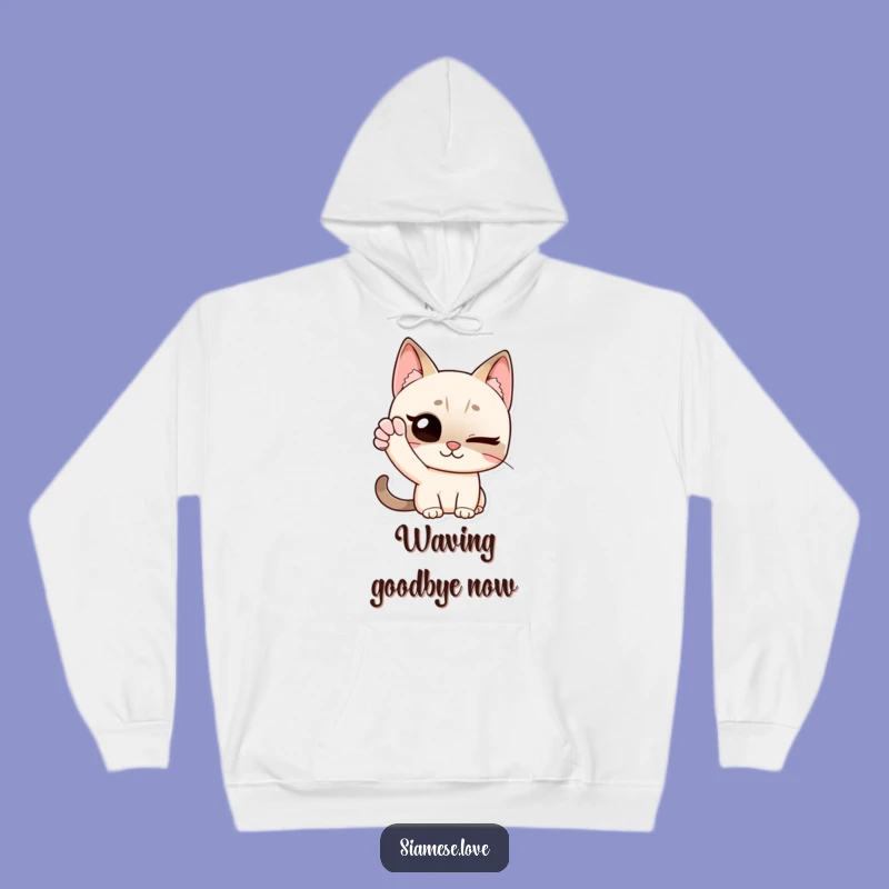 Funny Siamese Cat Hoodie: Winking Wave - A Hilarious Greeting Gift!