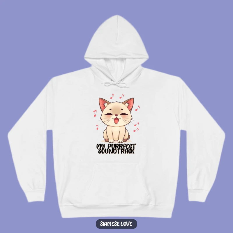 Funny Purring Cat Hoodie, Cozy Musical Vibes, Warm Humorous Apparel