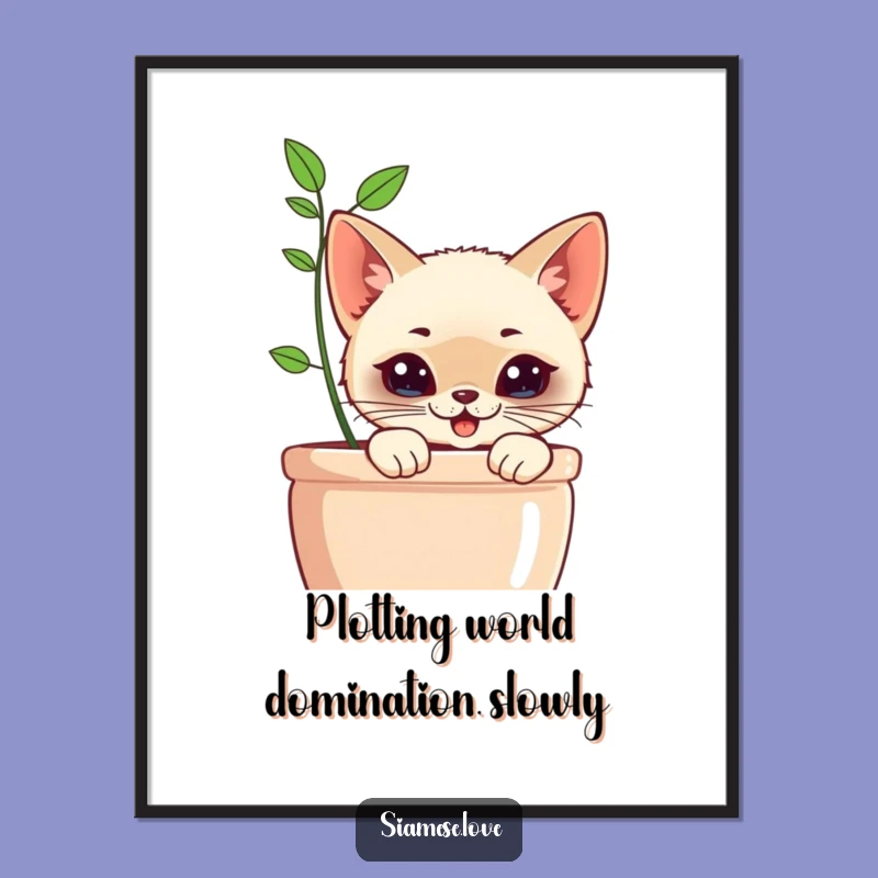 Free Printable Wall Art: Cat Planter Peek, Hilarious Downloadable Decor