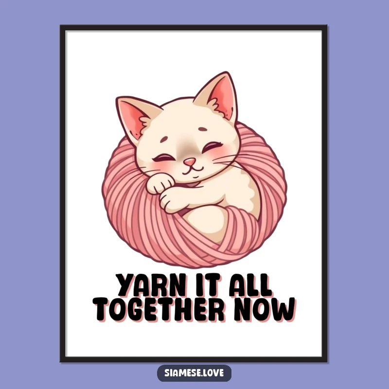 Free Printable Wall Art: Cozy Cat in Yarn - Funny Downloadable Decor!