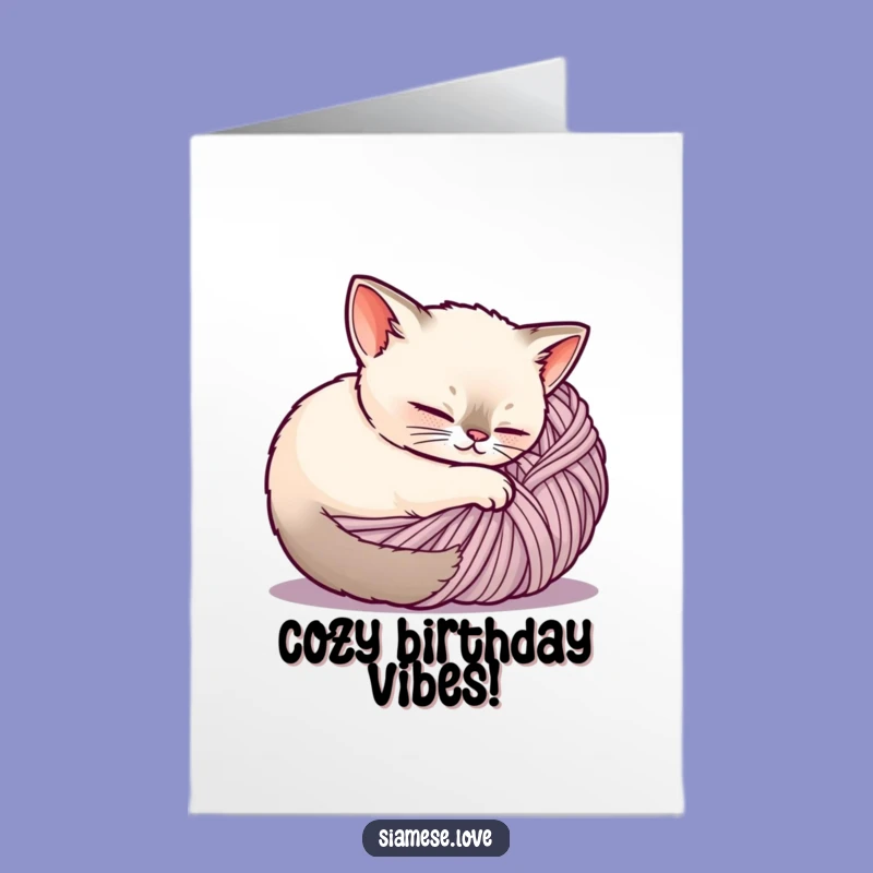 Free Printable Cozy Siamese Cat Birthday Card - Cute Downloadable Gift