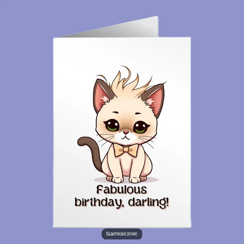 Free Printable Birthday Card: Fancy Cat Hair Flip, Funny Downloadable Gift for Divas