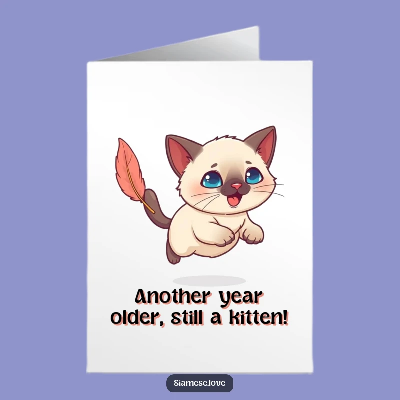 Free Printable Funny Siamese Cat Birthday Card - Kawaii Kitty Fun Downloadable Gift