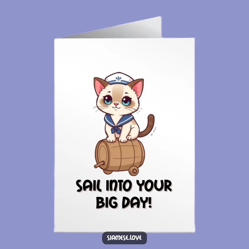 Free Printable Birthday Card: Sailor Cat Balancing for a Purr-fect Celebration