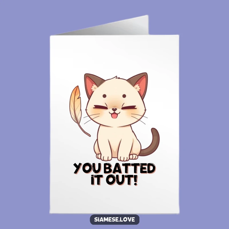 Free Printable Congrats Card: Cat Feather Fun, Downloadable Playful Gift