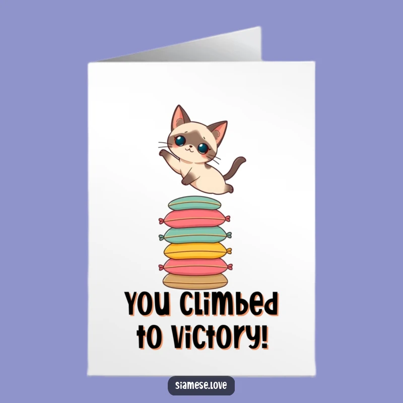 Congrats Free Printable Card: Cat's Triumph Leap, Downloadable Celebration!