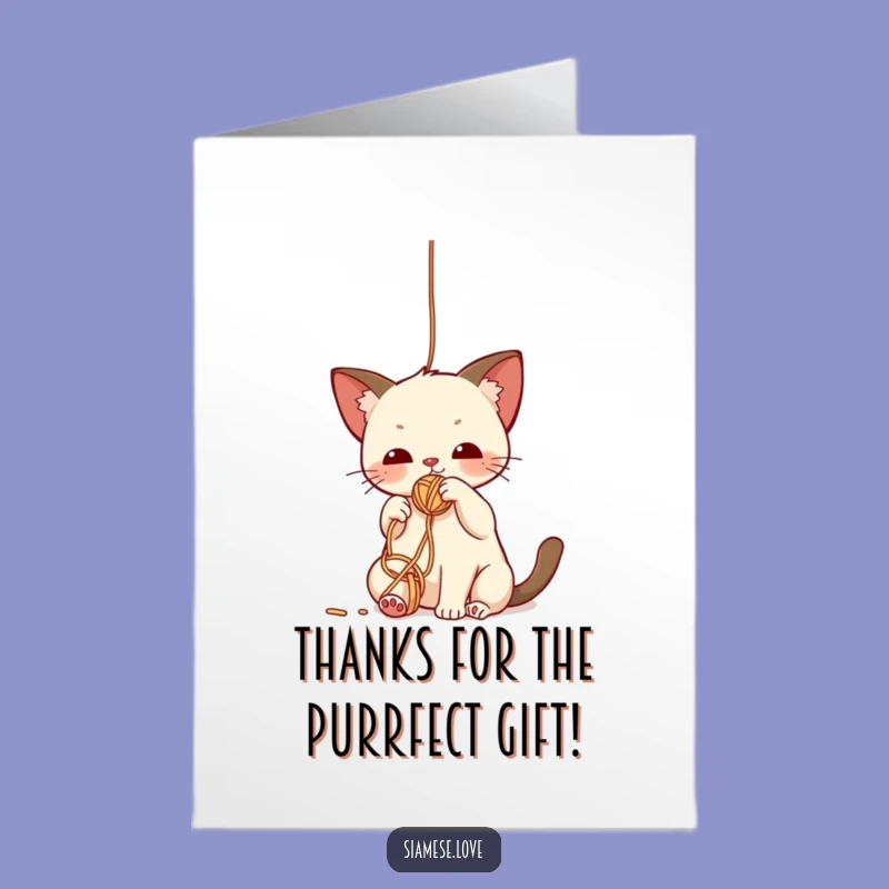 Free Printable Thank You Card: Cat & Yarn - Funny Kawaii Downloadable Appreciation Gift!