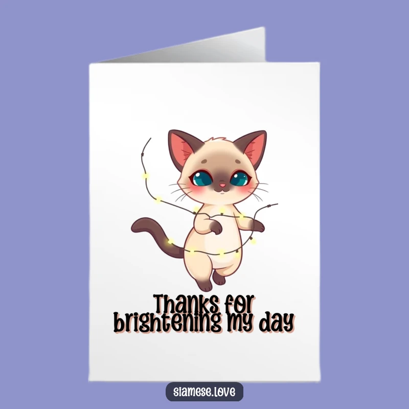 Free Printable Thank You Card: Siamese Cat Lights Twirl, Grateful Downloadable Gift