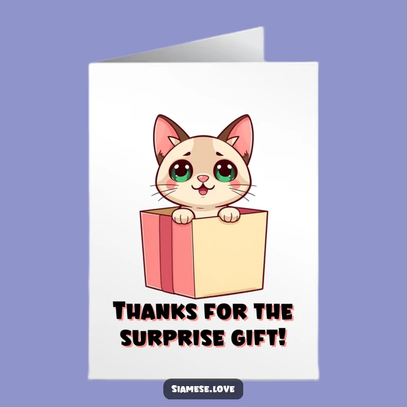Free Printable Thank You Card: Surprise Cat Gift Box Downloadable Gift