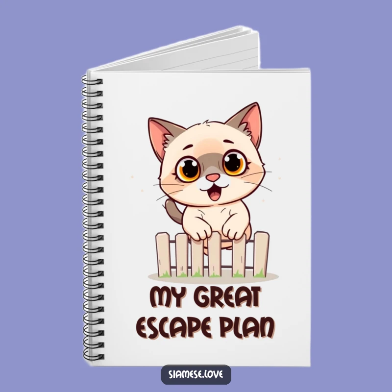 Funny Siamese Cat Jumping Fence Notebook - Hilarious Gift for Writers!