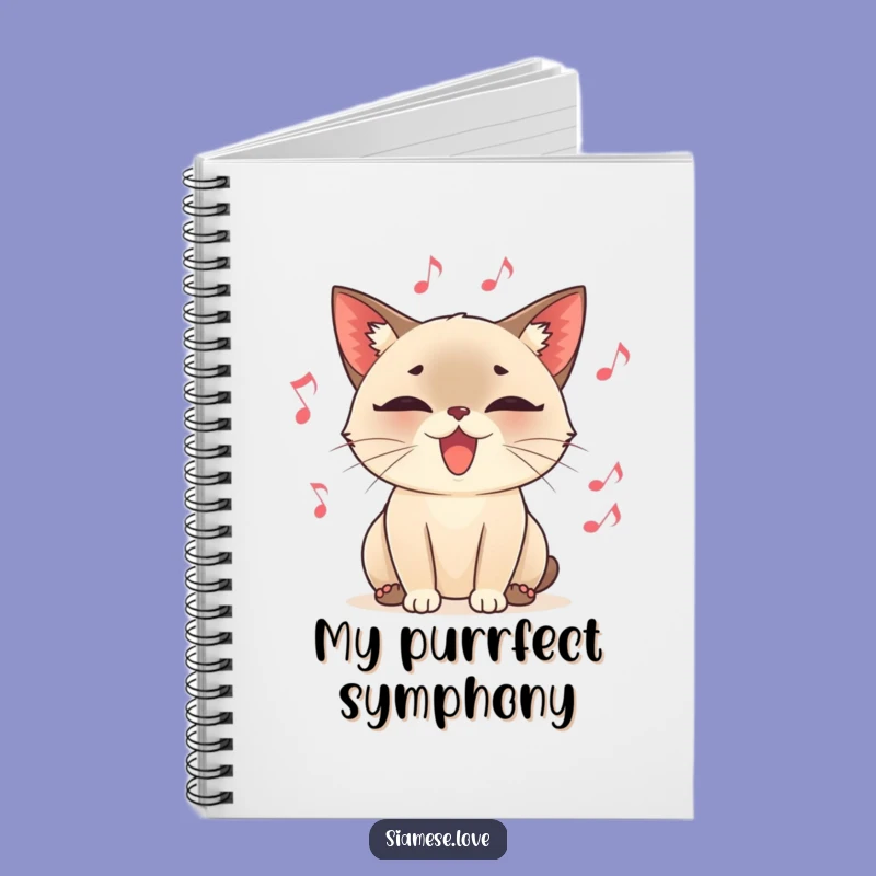 Funny Purring Cat Notebook, Musical Journal, Creative Humorous Gift