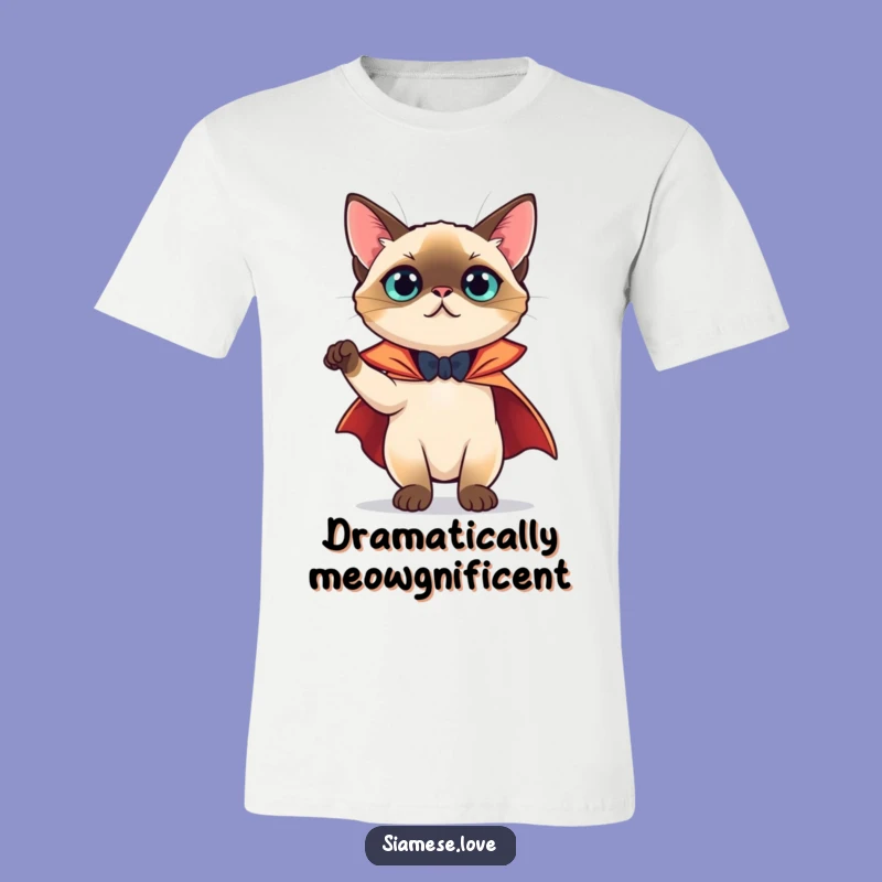 Funny Siamese Cat Cape T-Shirt - Hilarious Theatrical Cat Apparel Gift