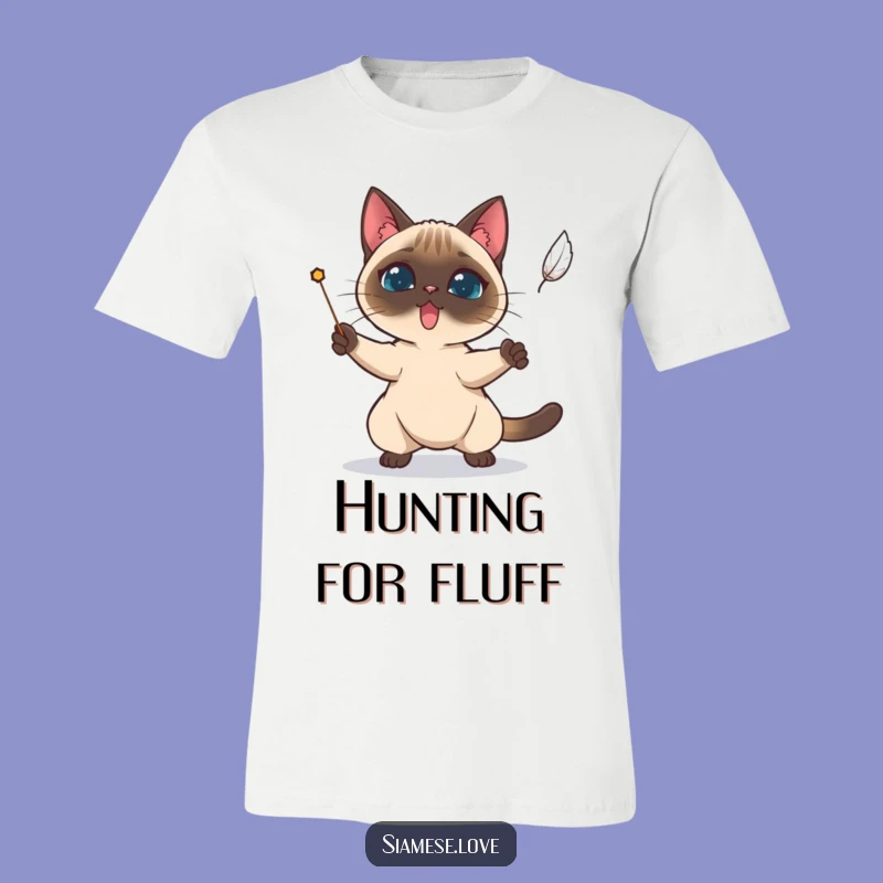 Funny Siamese Cat Feather Chase T-Shirt - Focused Hunter Funny Cat Gift!