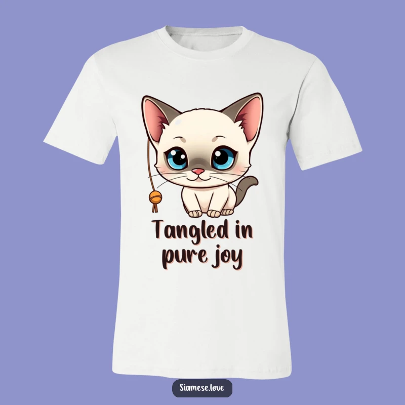 Funny Siamese Cat T-Shirt: Kawaii Playtime with a Dangling String
