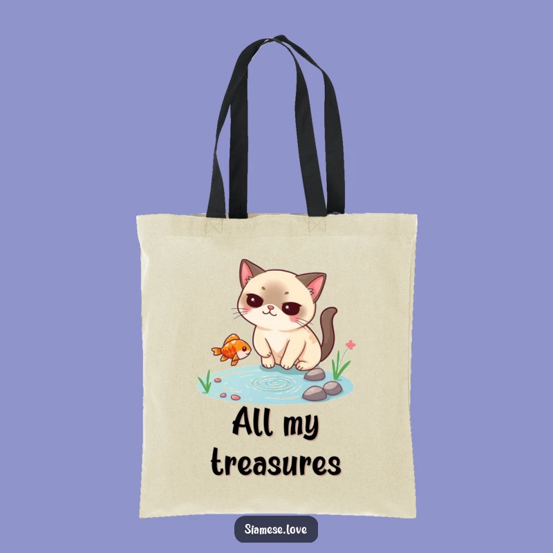 Funny Siamese Cat Tote Bag: Smug Fish Catcher Style, Practical Cat Lover Gift