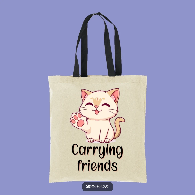 Funny Kawaii Siamese Cat Paw Tote Bag: Carry Friendship Everywhere