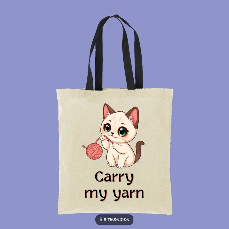 Funny Kawaii Siamese Cat Yarn Tote Bag: Stylish Accessory, Perfect Funny Gift