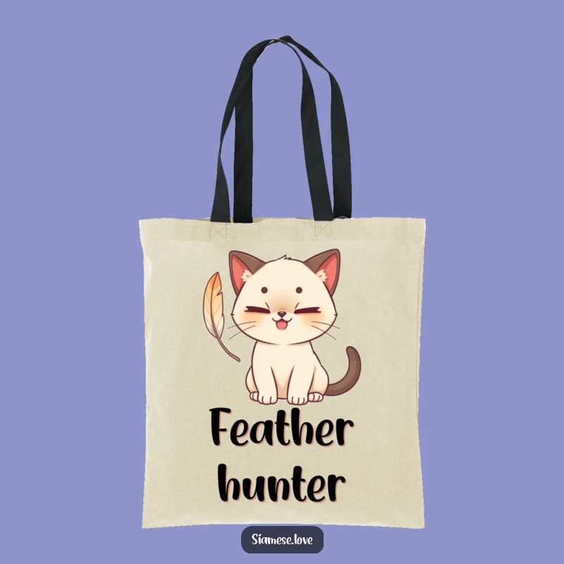 Funny Siamese Cat Feather Play Tote Bag - Mischievous Accessory Gift