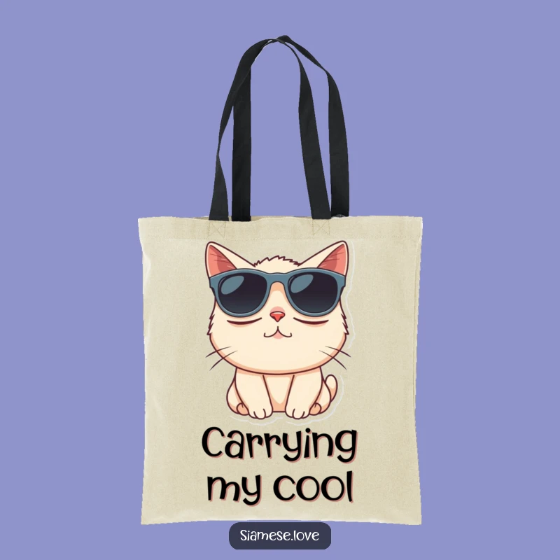 Funny Siamese Cat Sunglasses Tote Bag - Trendy & Relaxed Cat Accessory!
